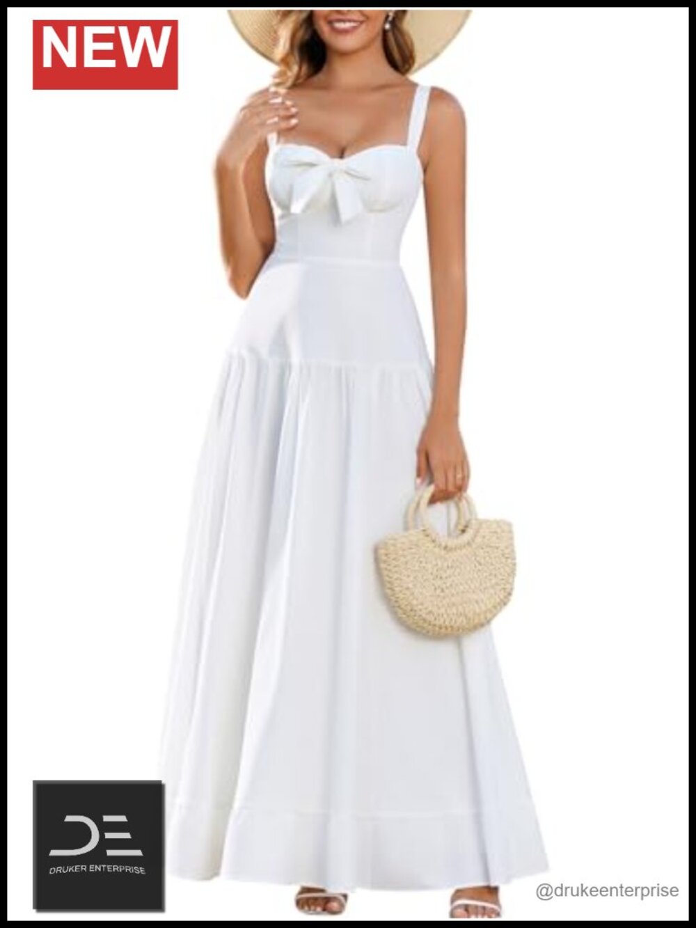 Gingham Maxi Dress A Line Sweetheart Neck Bow Flowy Beach Wedding Guest Sundress